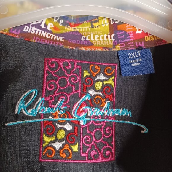 Robert Graham Shirt Style Distinctive Mens 2XLT Multicolor Plaid LongSleeve Flip - Picture 7 of 8